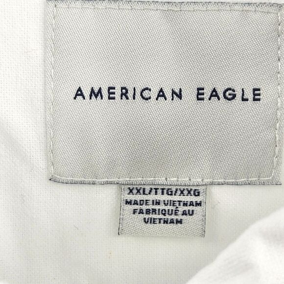 American Eagle Button Up DownOxford Shirt Mens Size XXL White  Embroidered Patch - Picture 4 of 8